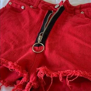 Red Racer Zip-Up Shorts